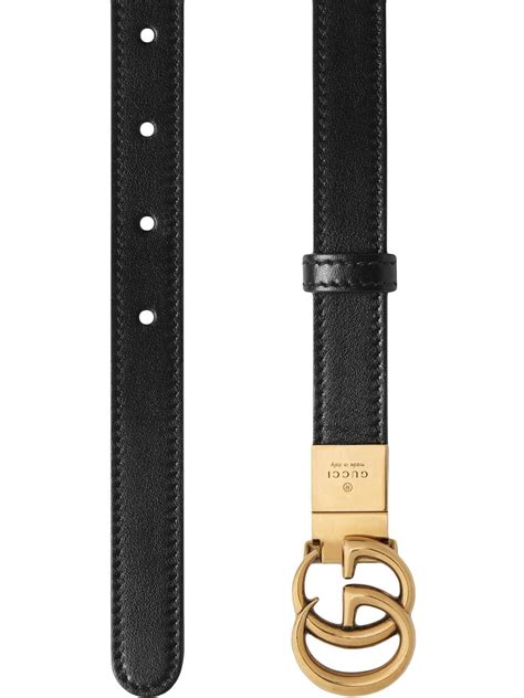 GG Marmont thin belt in Black Leather 